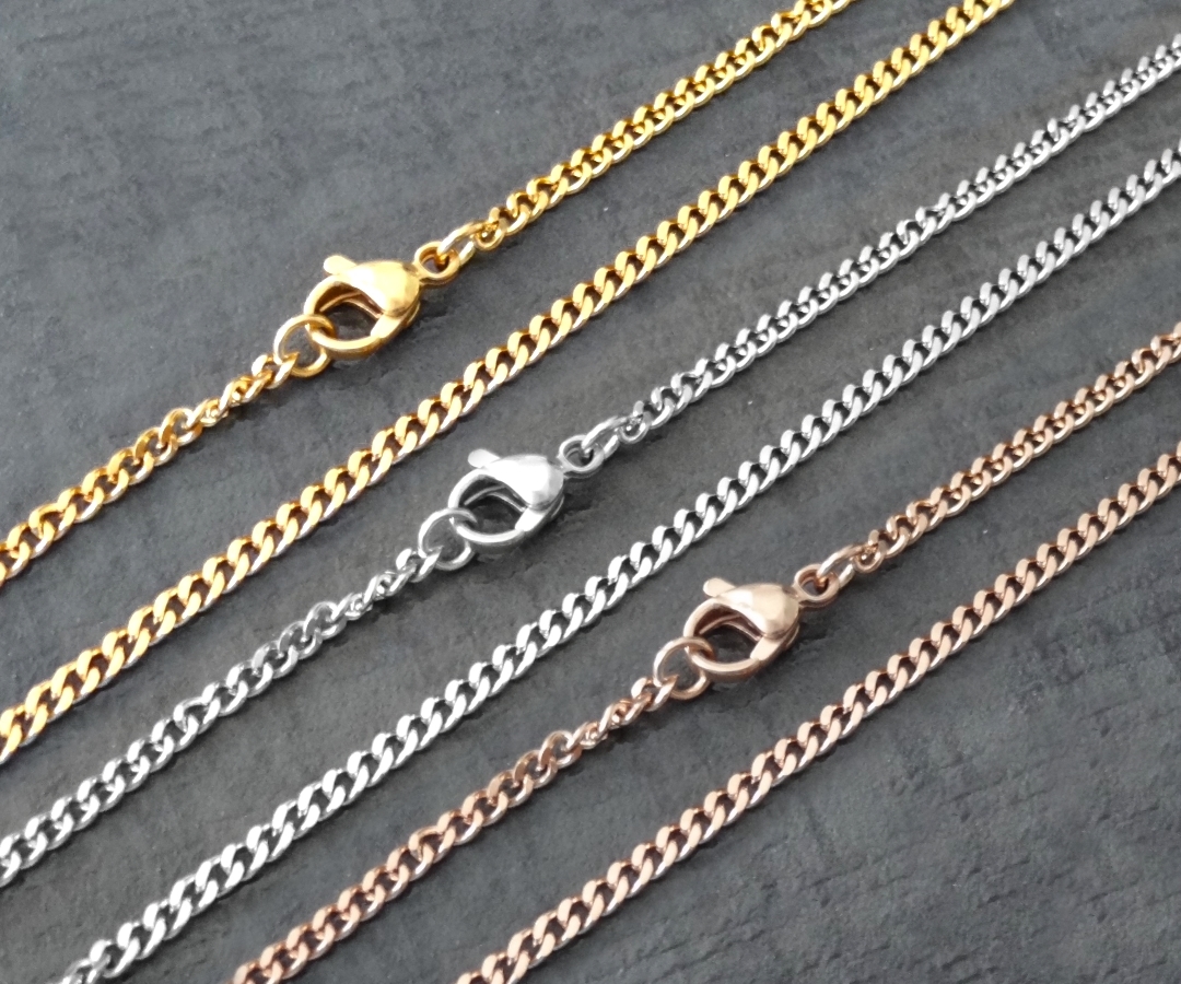 Edelstahlkette Stainless Steel gold Necklace Halskette Panzerkette Edelstahl