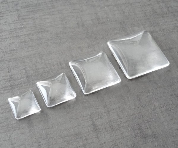 10 Stück Quadratisch Glascabochon "Klar"