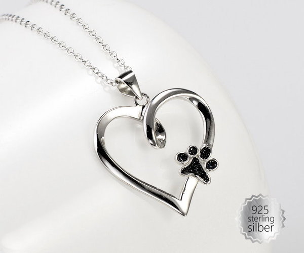 ANHÄNGER mit Kette  Heart with paw